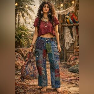 Nu Vintage Batik Artisan Patchwork Pants Sz-L